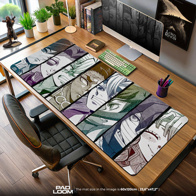 Demon Slayer Hashira Faces Mouse Pad, Anime Desk Mat