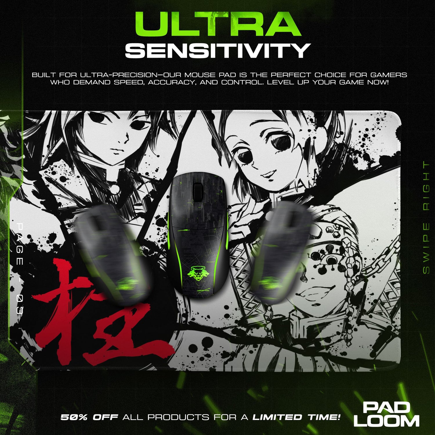 Shinobu Kocho Mouse Pad - Moonlight Grace Anime Desk Mat Padloom