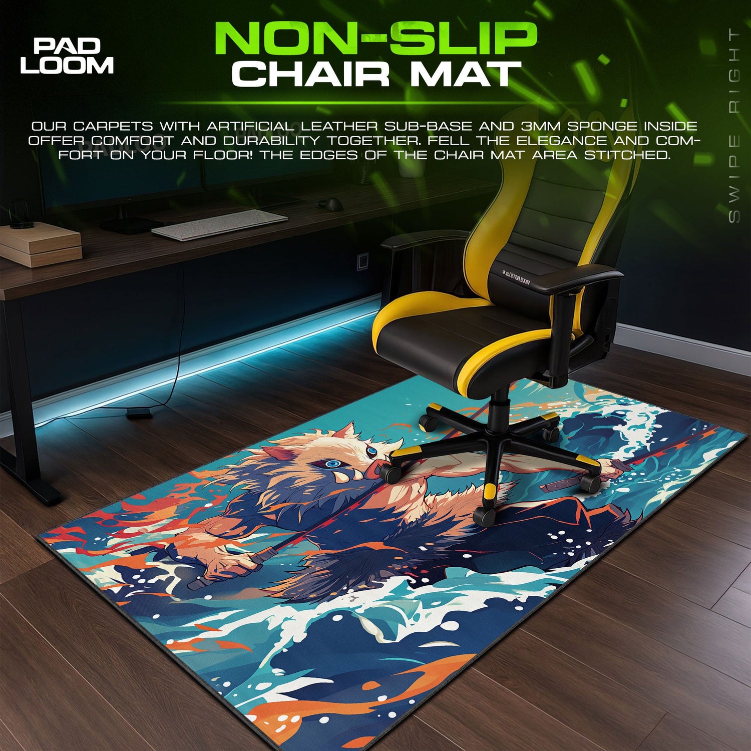 Demon Slayer Inosuke Hashibira Mouse Pad – Anime Gaming Desk Mat Padloom