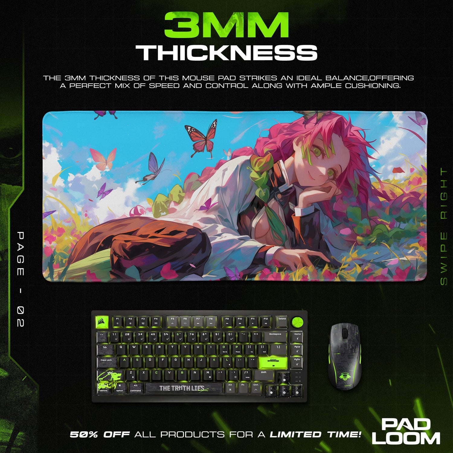 Demon Slayer Mitsuri Daydream Mouse Pad, Anime Desk Mat Padloom