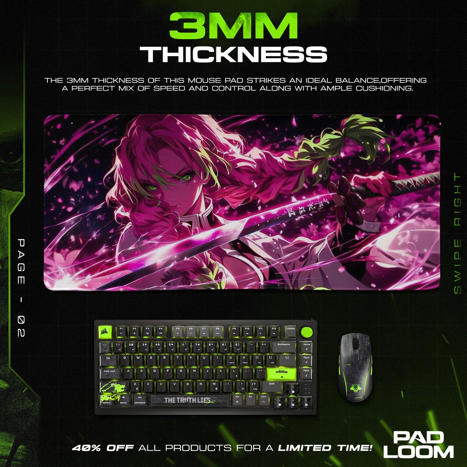 Demon Slayer Mitsuri Kanroji Mouse Pad – Anime Gaming Desk Mat Padloom