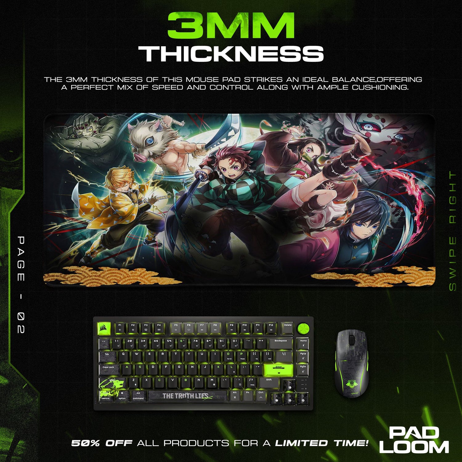 Demon Slayer Mouse Pad - Breath of Unity Anime Desk Mat Padloom