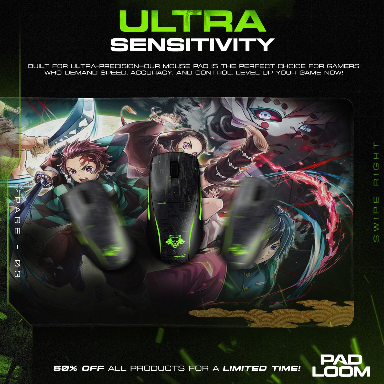 Demon Slayer Mouse Pad - Breath of Unity Anime Desk Mat Padloom