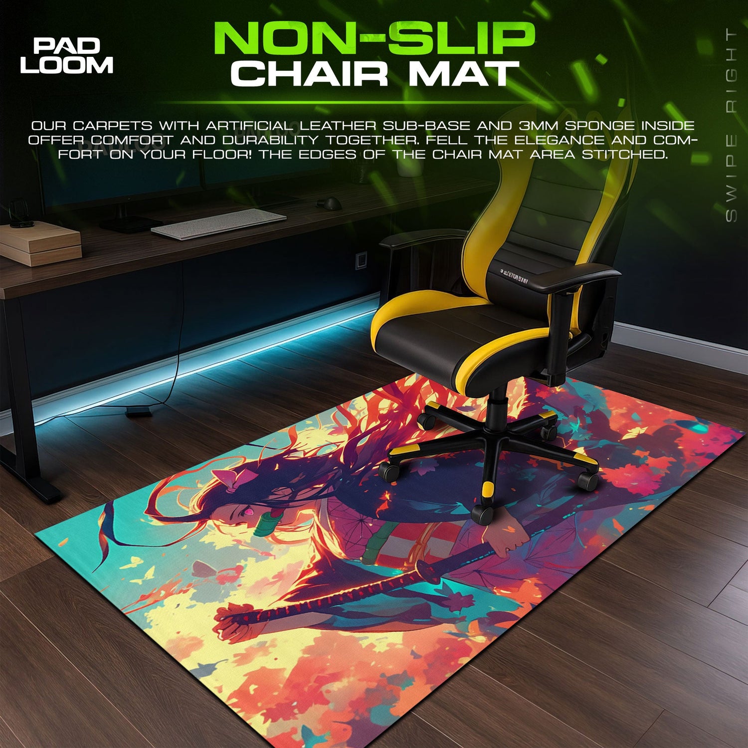 Demon Slayer Nezuko Blossom Flow Mouse Pad, Anime Desk Mat Padloom