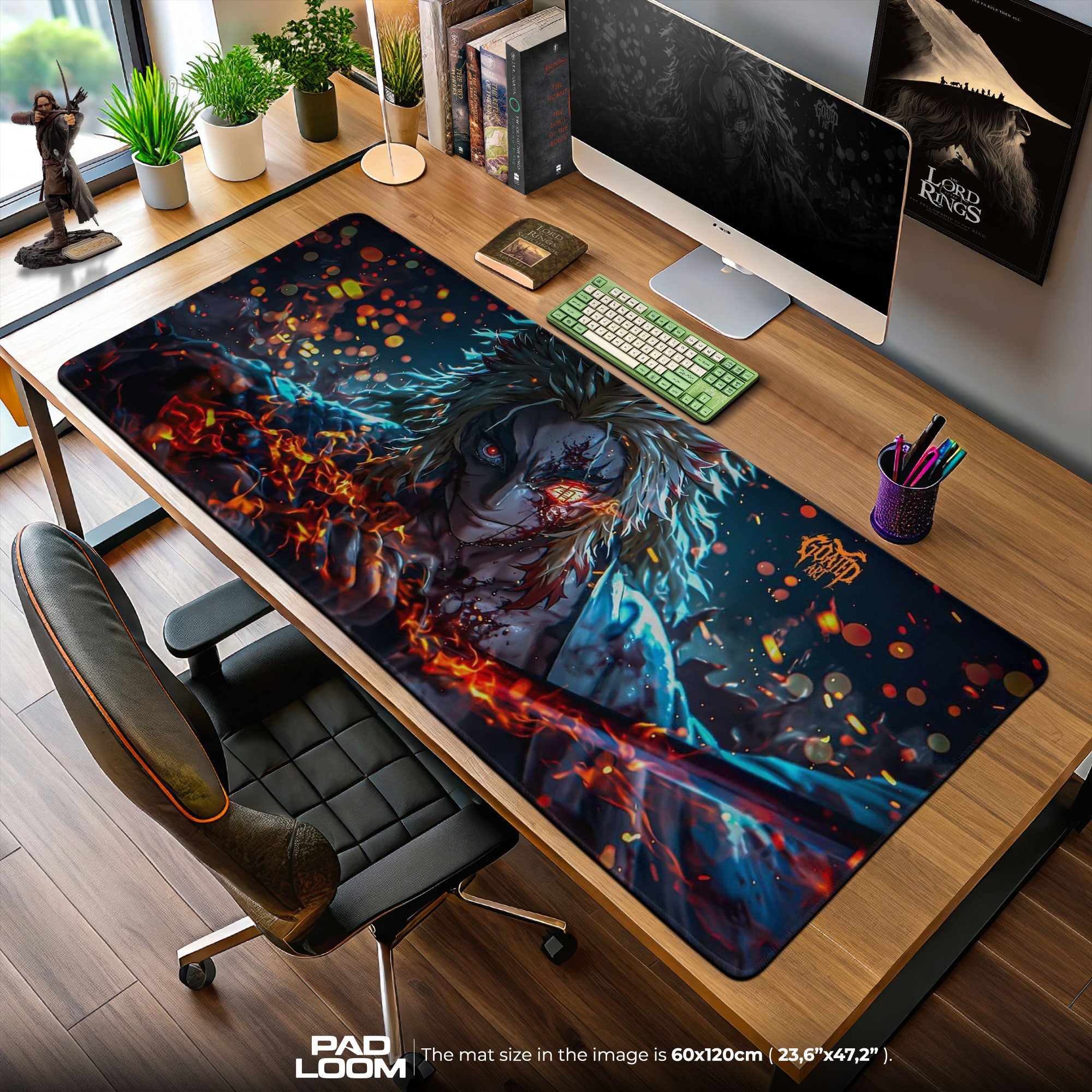 Demon Slayer Rengoku Flame Fury Mouse Pad – Anime Gaming Desk Mat