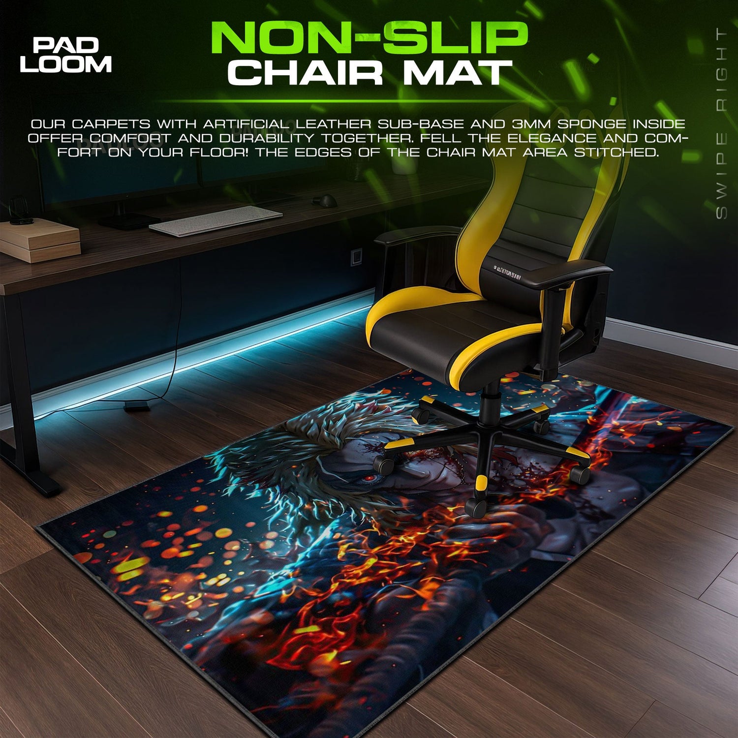 Demon Slayer Rengoku Flame Fury Mouse Pad – Anime Gaming Desk Mat Padloom