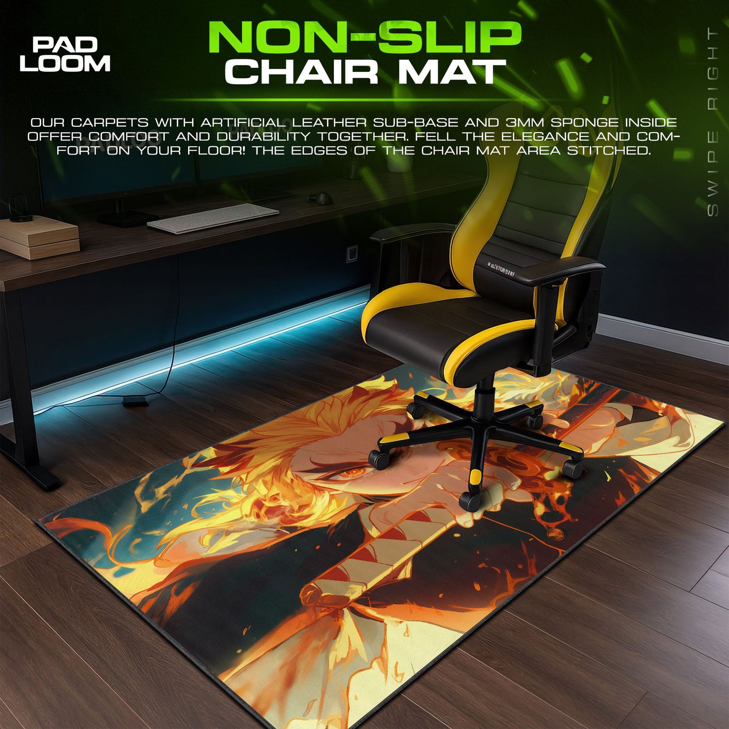 Demon Slayer Rengoku Inferno Mouse Pad, Anime Desk Mat Padloom