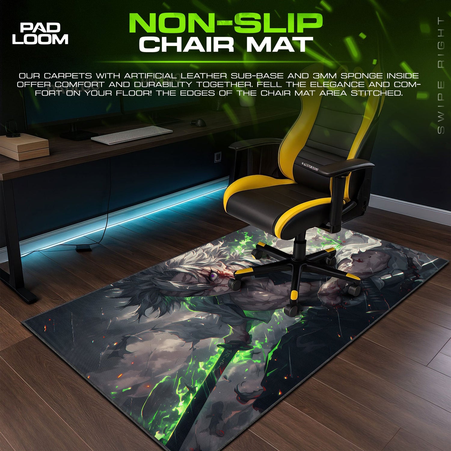 Demon Slayer Sanemi Wind Hashira Mouse Pad – Anime Gaming Desk Mat Padloom