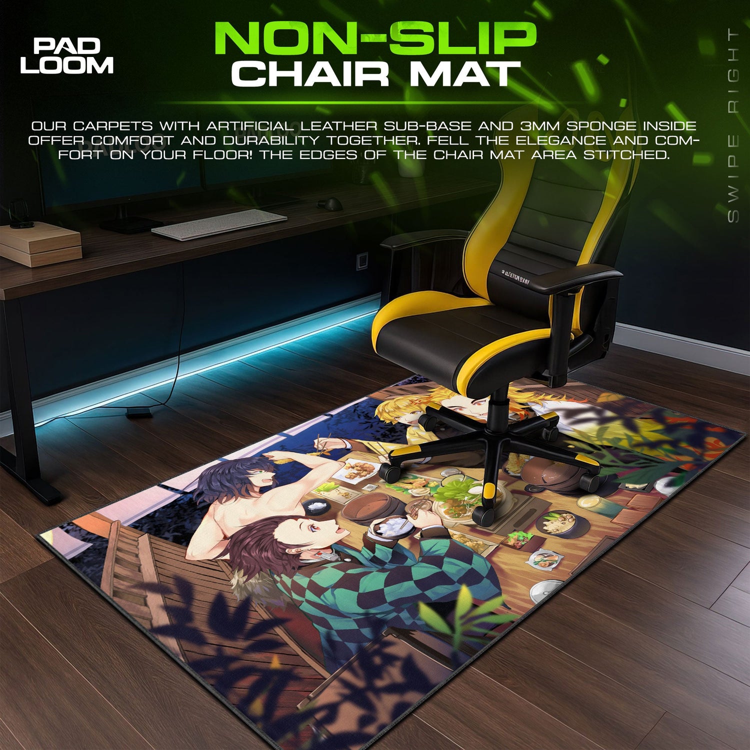 Demon Slayer Shared Feast Mouse Pad, Anime Gaming Desk Mat Padloom