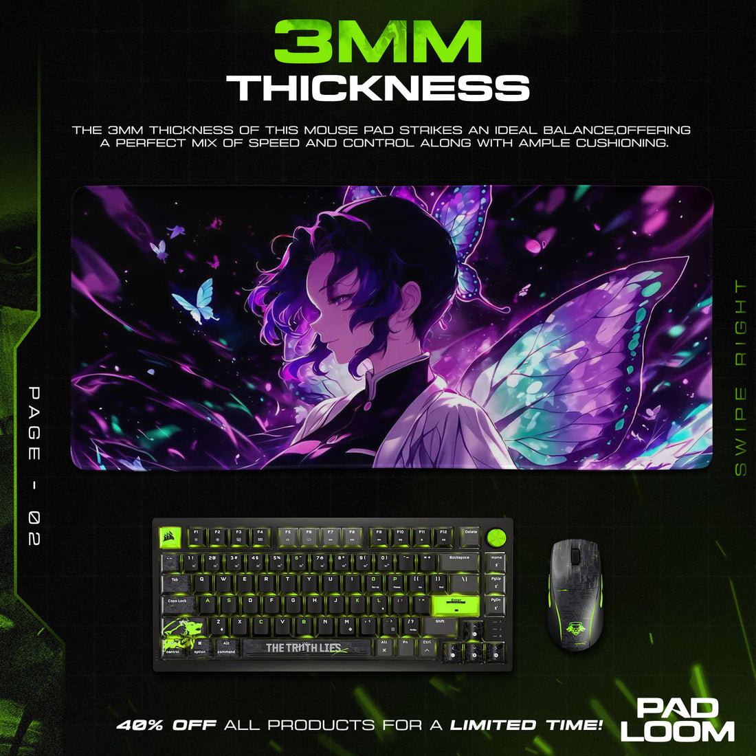 Demon Slayer Shinobu Kocho Mouse Pad – Anime Gaming Desk Mat