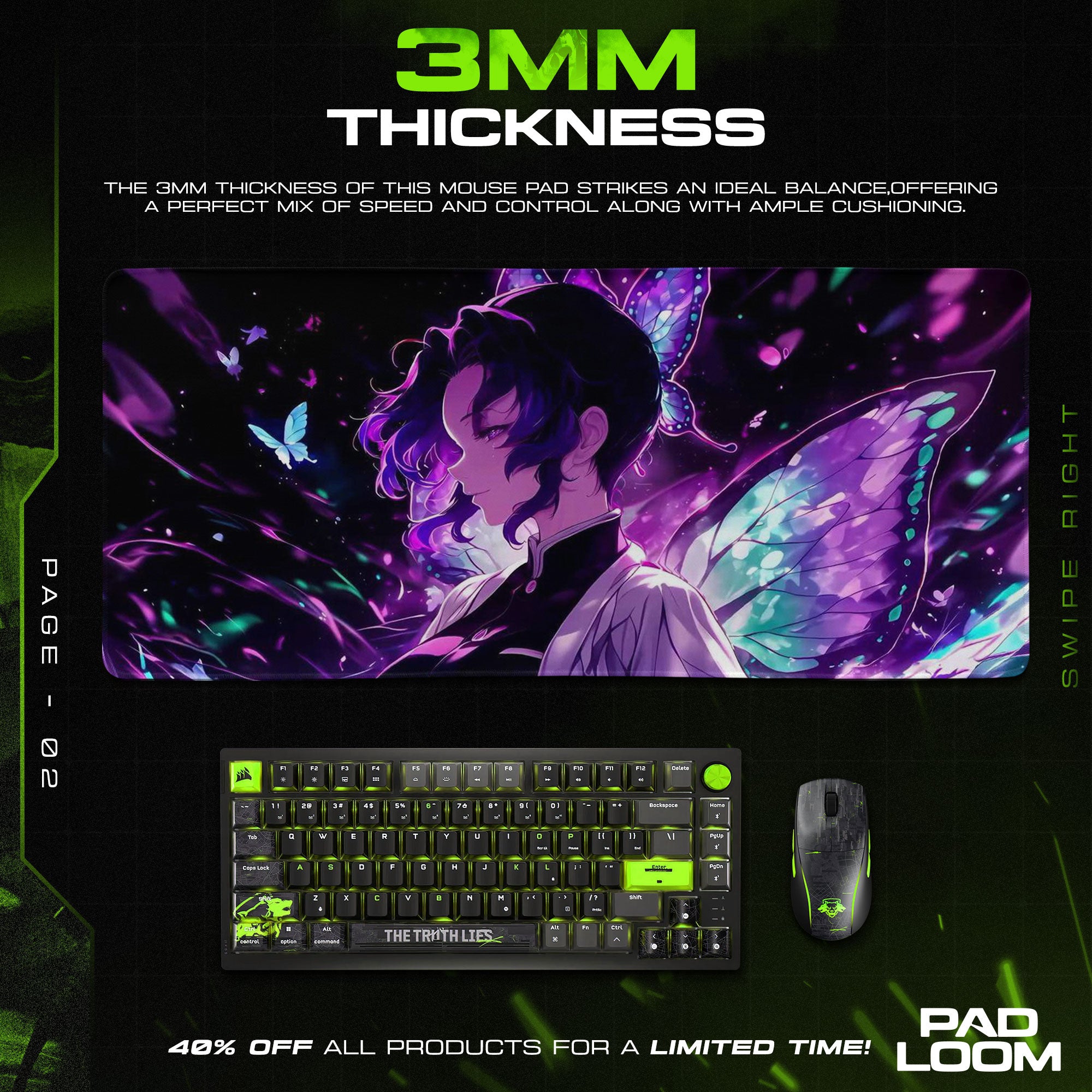 Demon Slayer Shinobu Kocho Mouse Pad – Anime Gaming Desk Mat