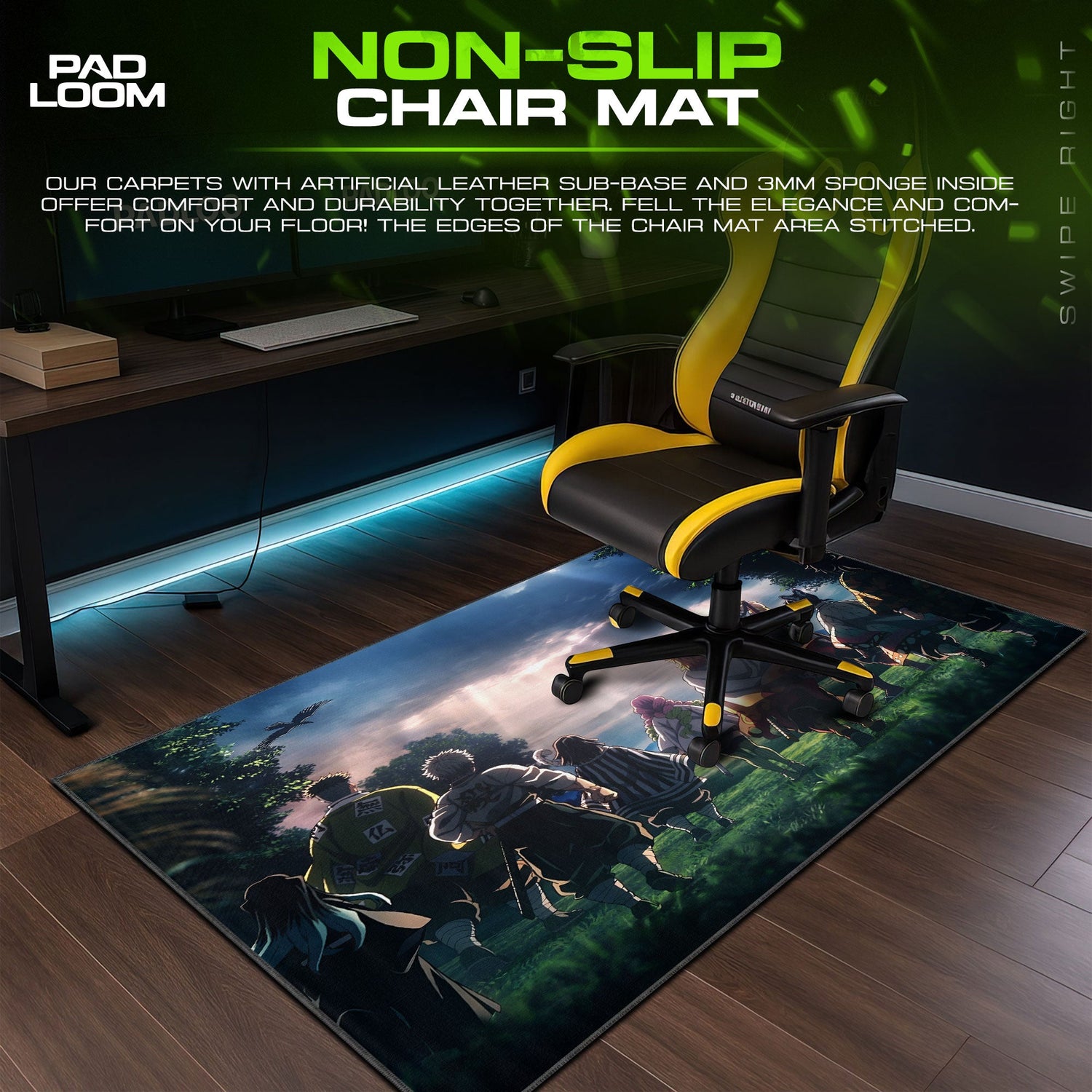 Demon Slayer Sunrise Journey Mouse Pad, Anime Desk Mat Padloom