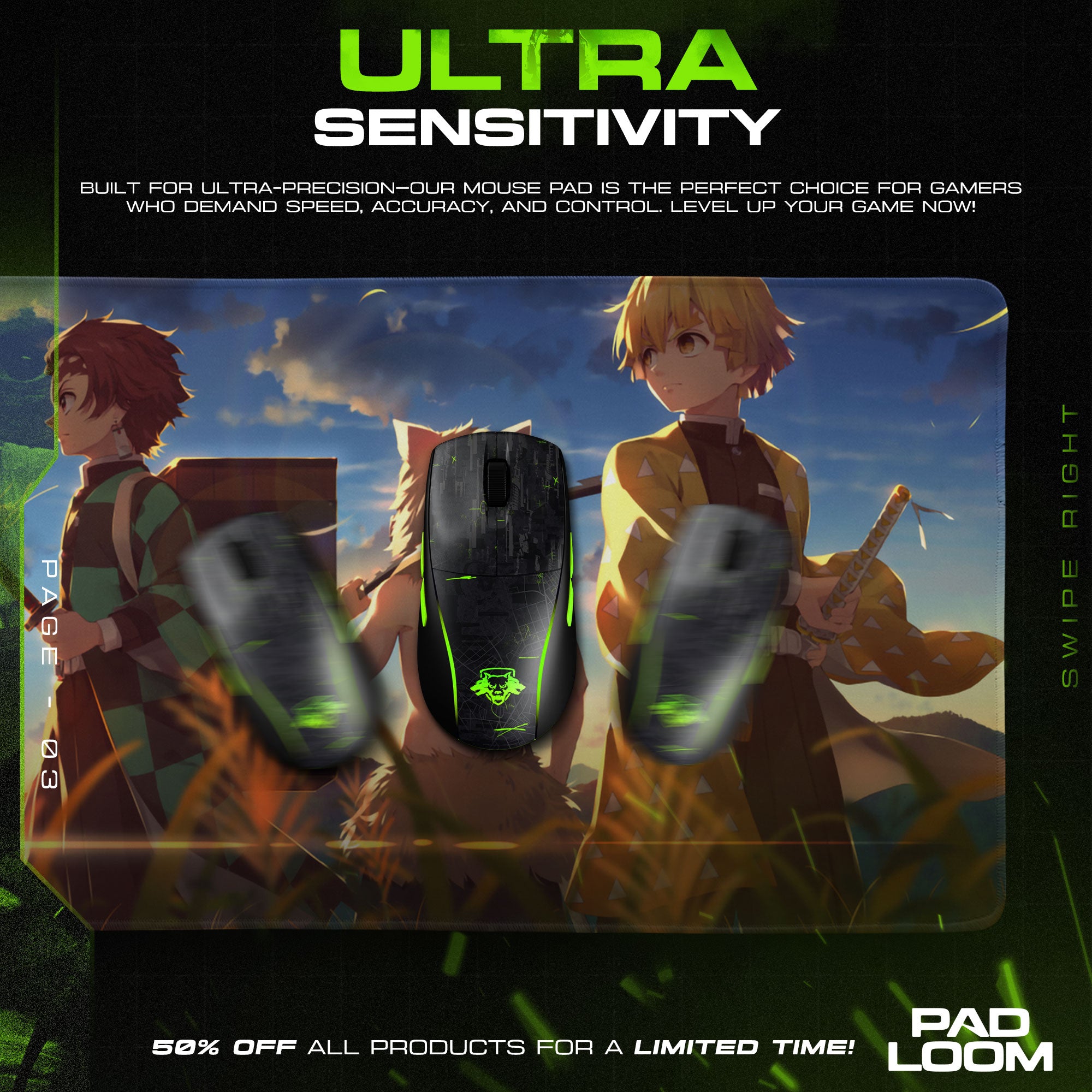 Demon Slayer Sunrise Journey Mouse Pad, Anime Gaming Desk Mat