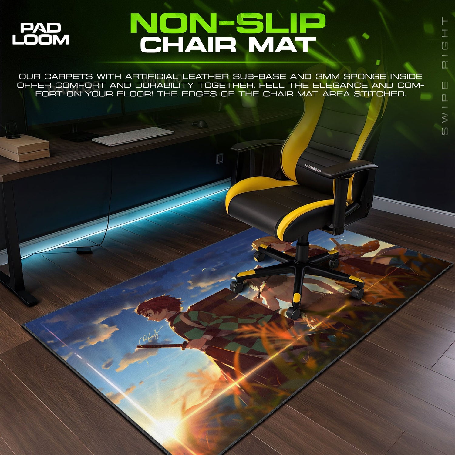 Demon Slayer Sunrise Journey Mouse Pad, Anime Gaming Desk Mat Padloom
