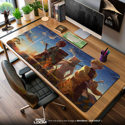 Demon Slayer Sunrise Journey Mouse Pad, Anime Gaming Desk Mat