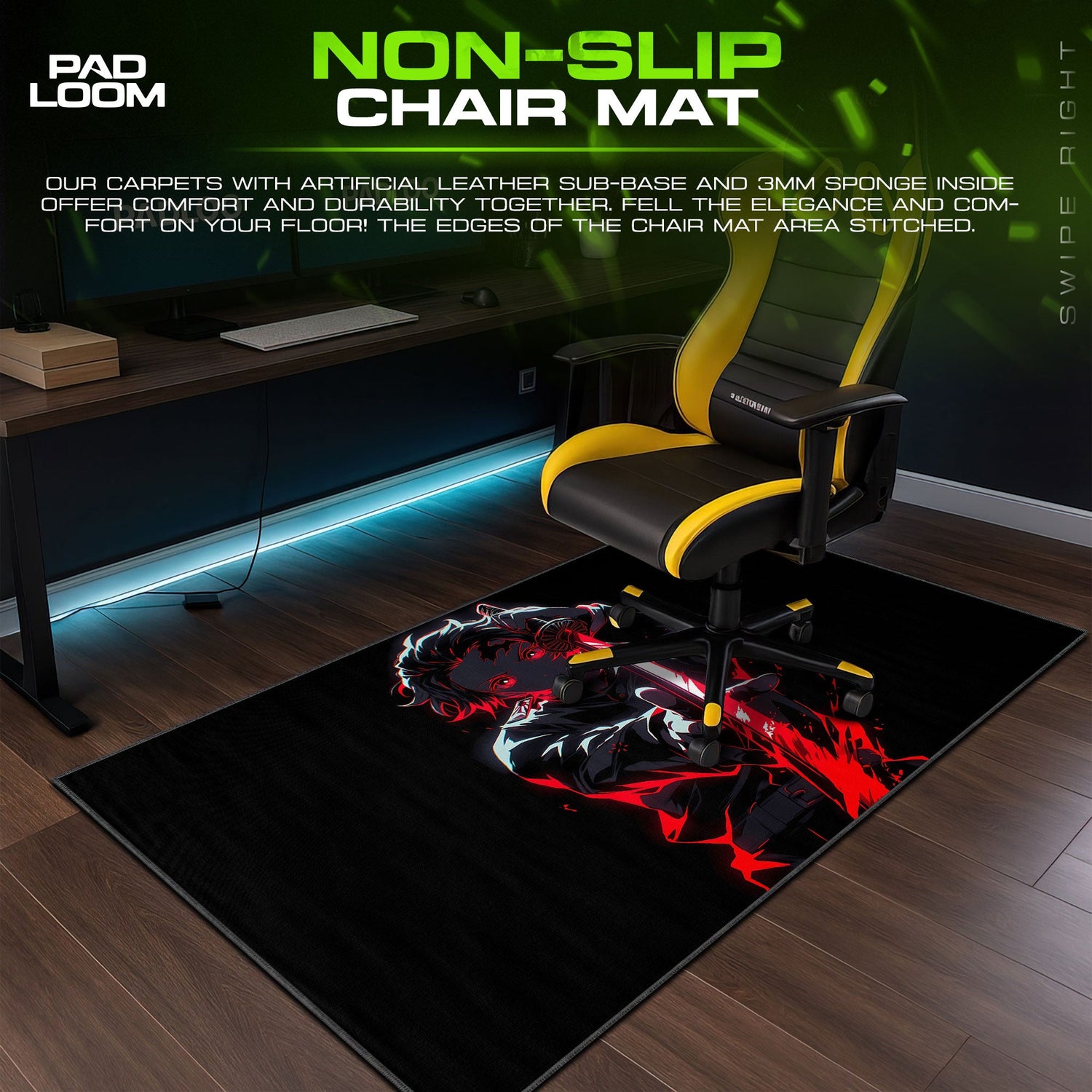 Demon Slayer Tanjiro Mouse Pad – Crimson Blade Gaming Desk Mat Padloom