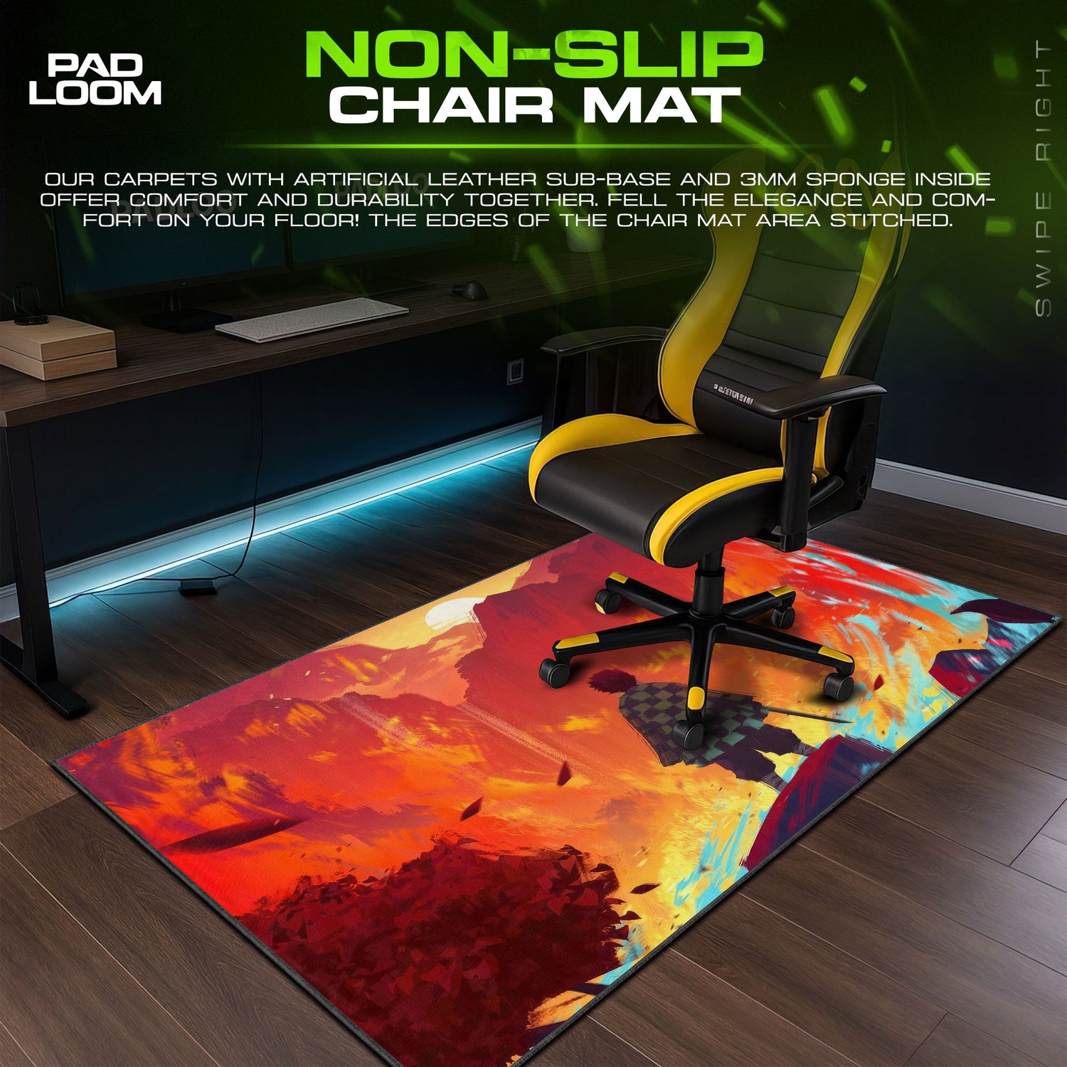 Demon Slayer Tanjiro Flame Horizon Mouse Pad, Anime Desk Mat Padloom
