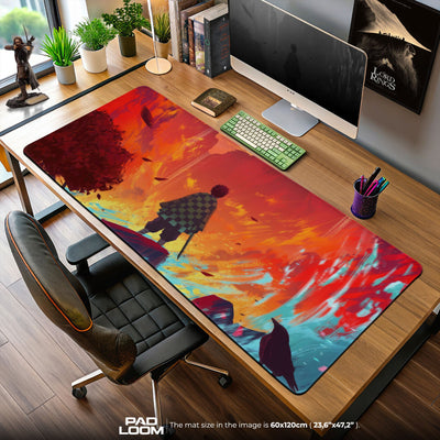 Demon Slayer Tanjiro Flame Horizon Mouse Pad, Anime Desk Mat
