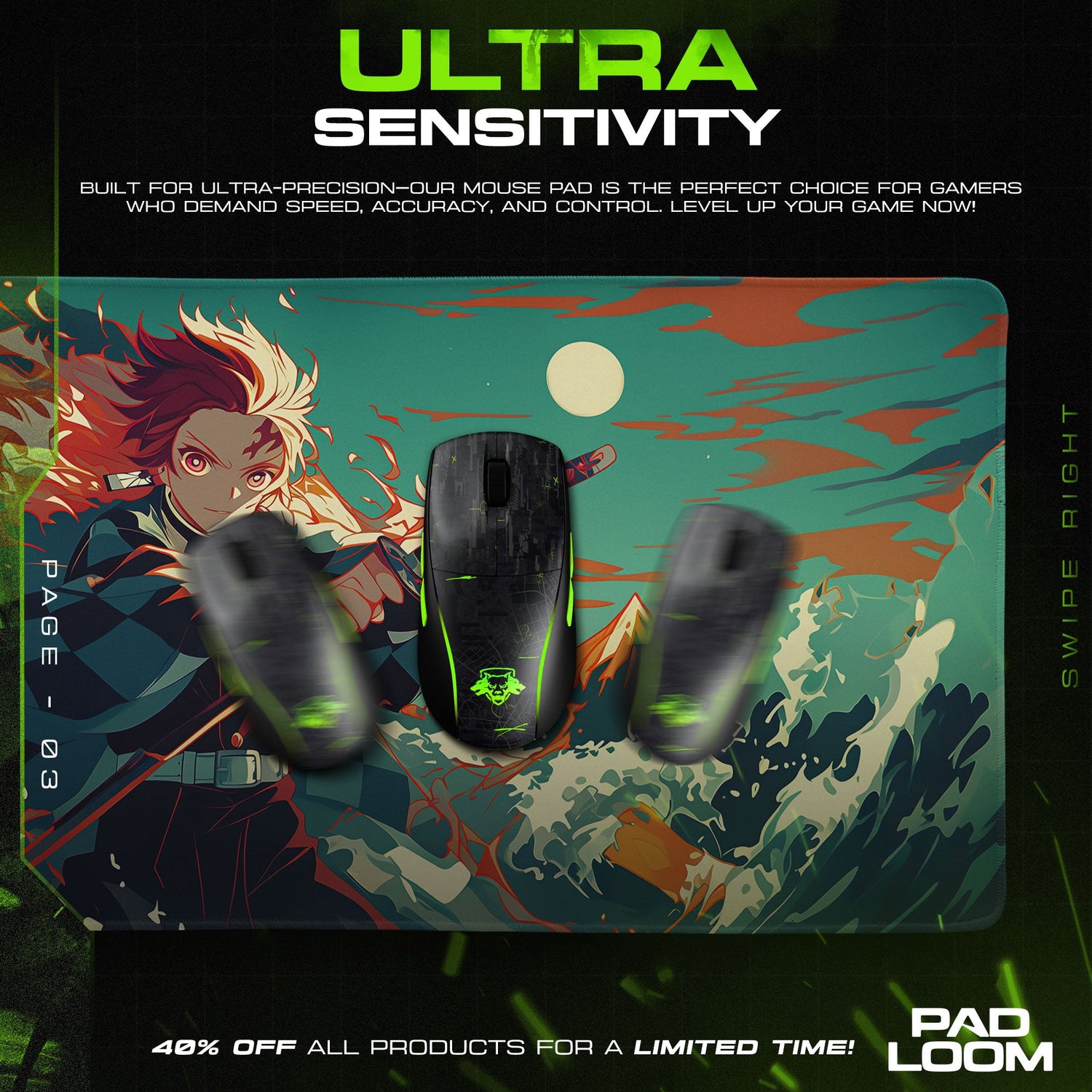 Demon Slayer Tanjiro Kamado Mouse Pad – Anime Gaming Desk Mat Padloom