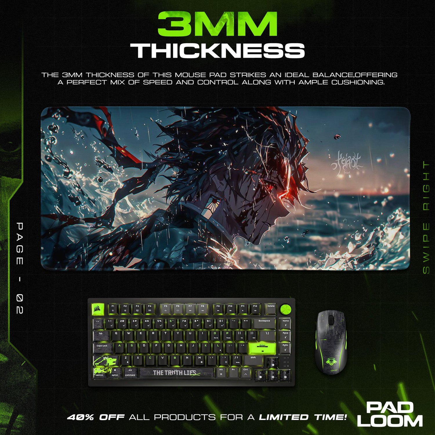 Demon Slayer Tanjiro Kamado Rage Mouse Pad – Anime Gaming Desk Mat Padloom