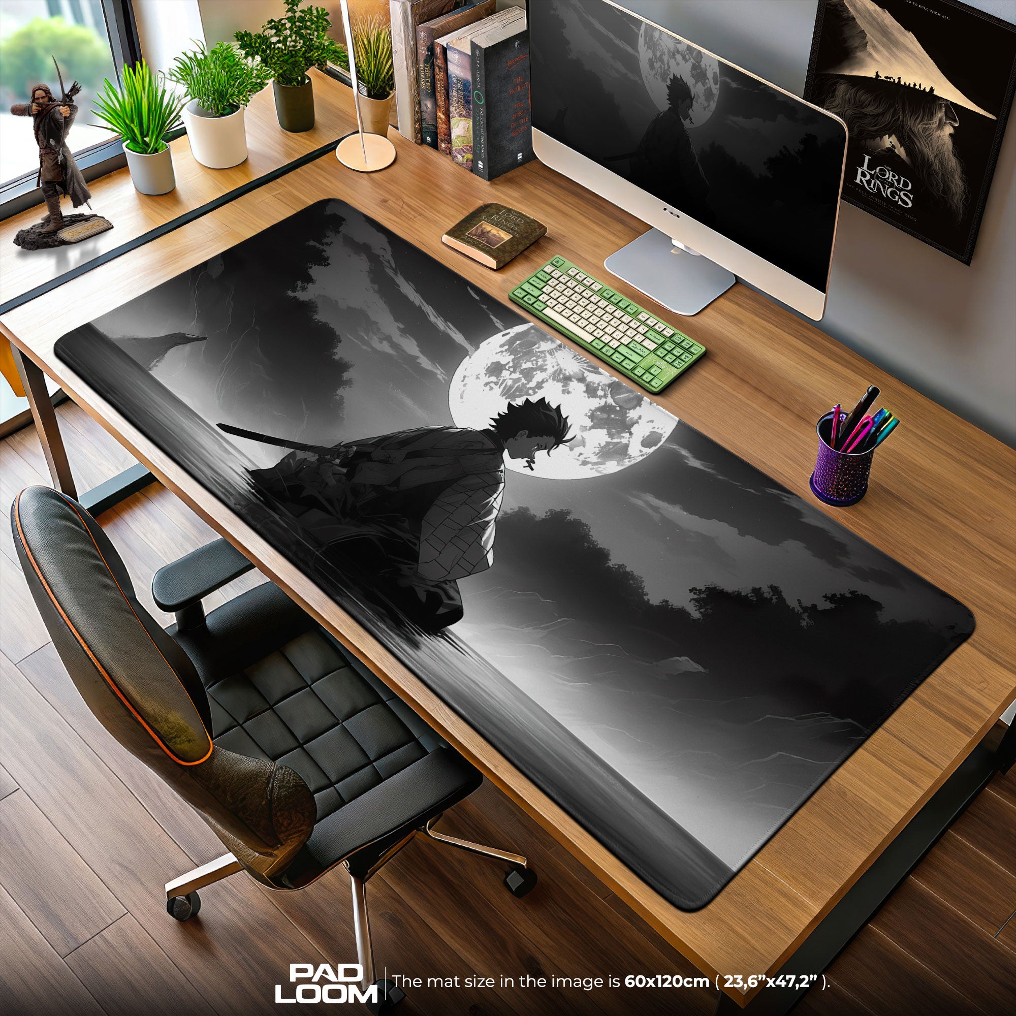 Demon Slayer Tanjiro Moonlit Reflection Mouse Pad, Anime Gaming Desk Mat
