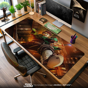 Demon Slayer Tanjiro Mouse Pad – Rooftop Battle Gaming Desk Mat