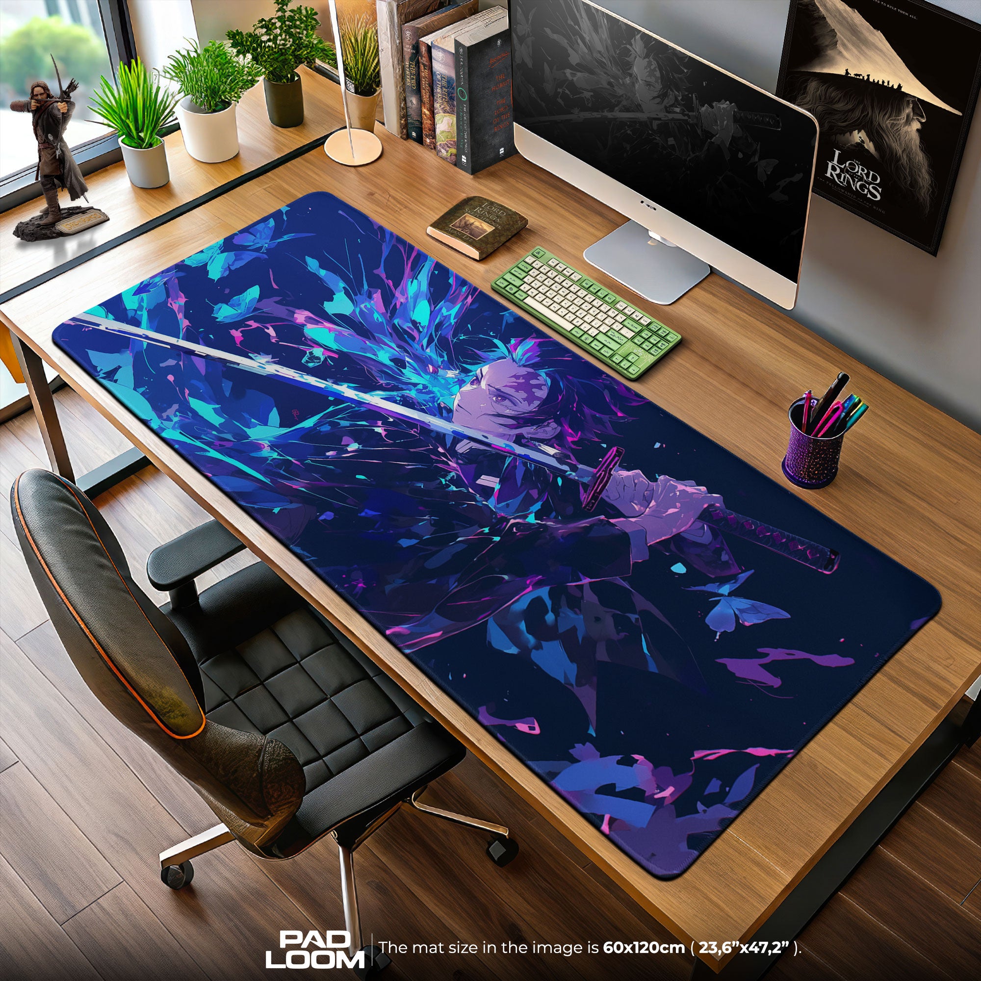 Demon Slayer Tanjiro Water Flow Mouse Pad, Anime Desk Mat