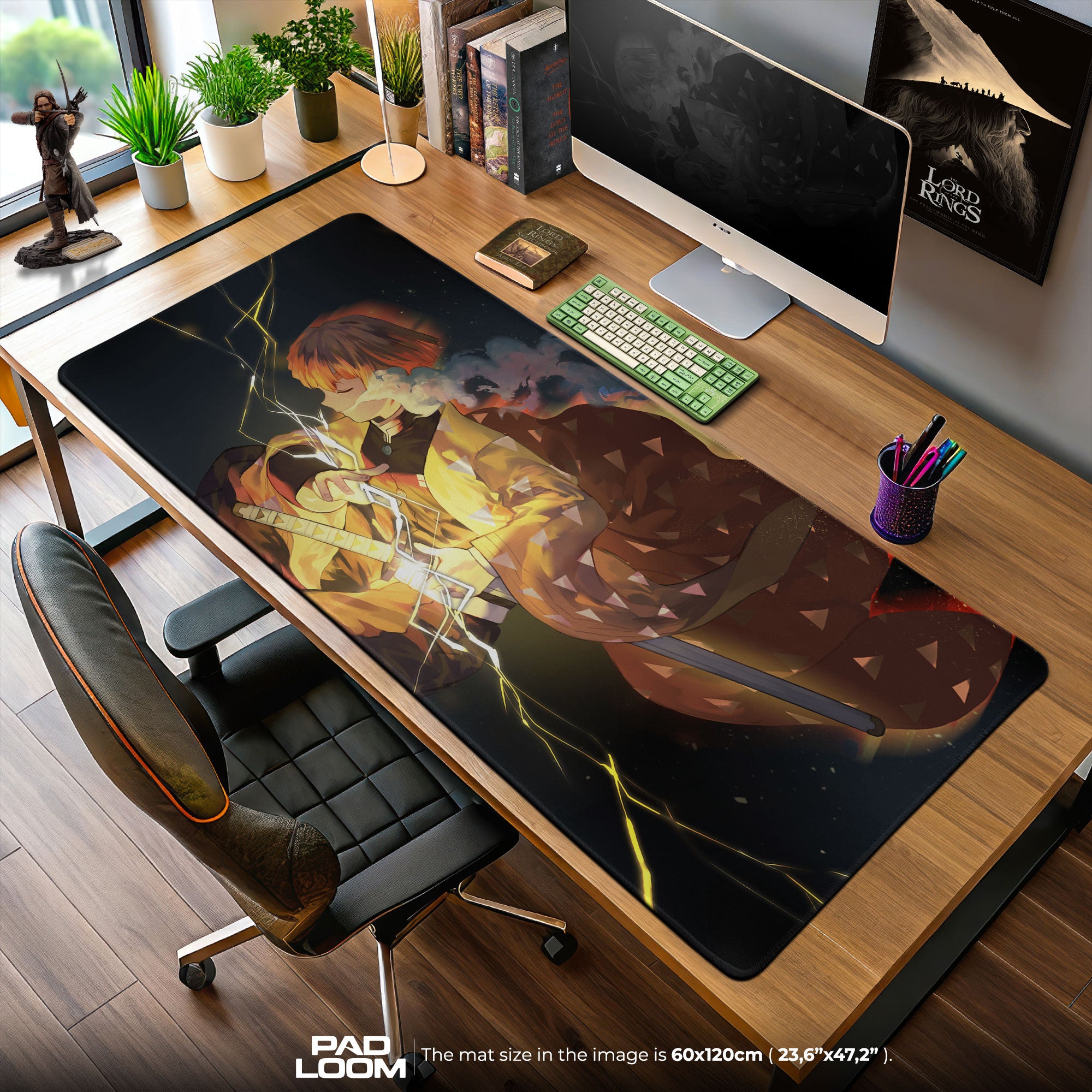Demon Slayer Zenitsu Lightning Slash Mouse Pad, Anime Gaming Desk Mat