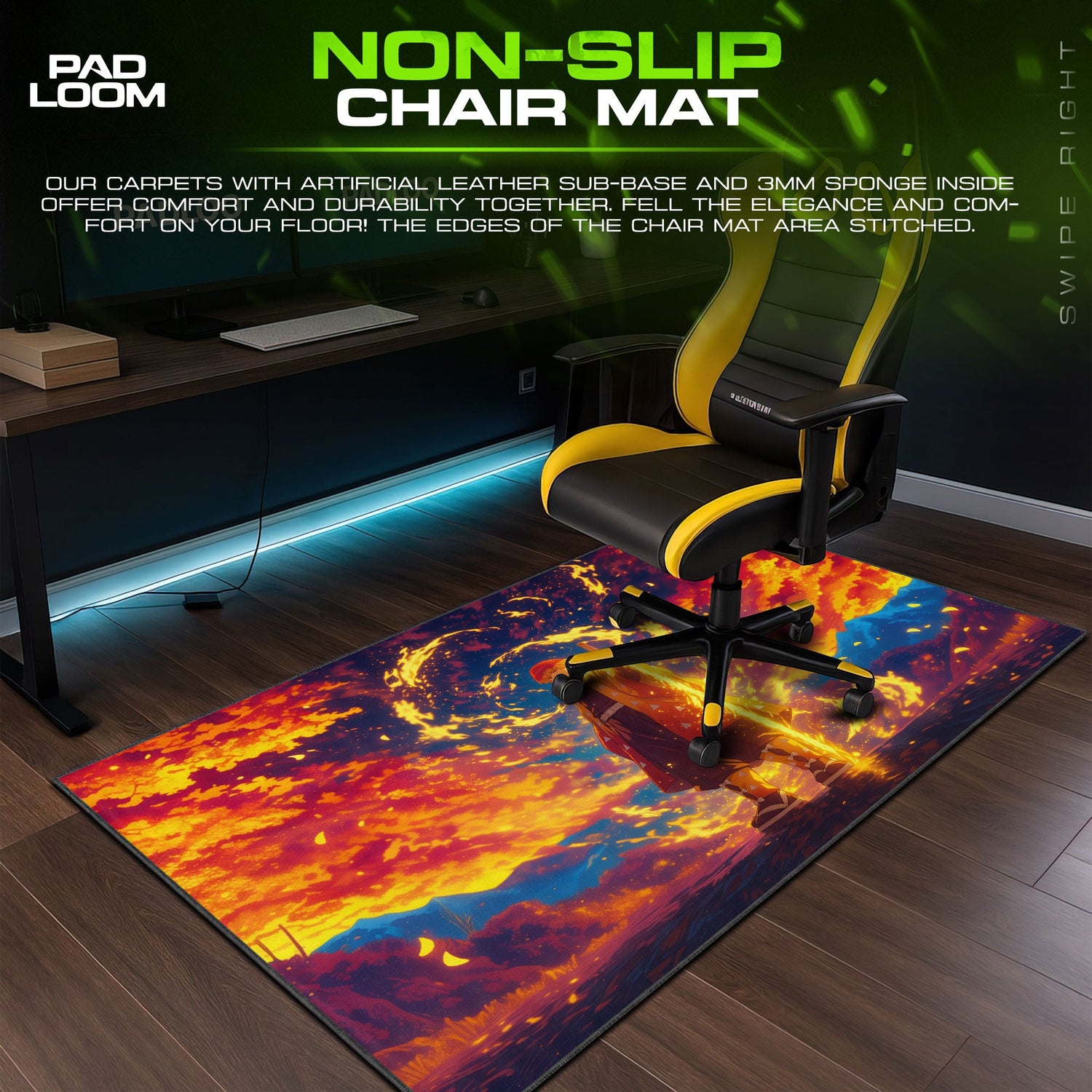 Demon Slayer Zenitsu Sunset Inferno Mouse Pad – Anime Gaming Desk Mat Padloom