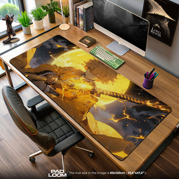 Demon Slayer Zenitsu Thunder Moon Mouse Pad, Anime Gaming Desk Mat