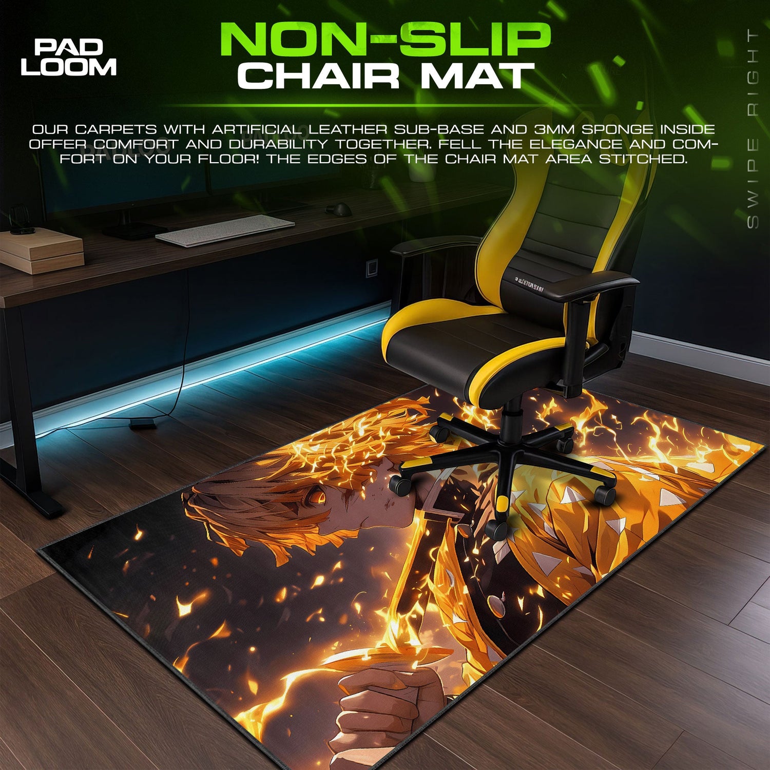 Demon Slayer Zenitsu Thunderclap Mouse Pad – Anime Gaming Desk Mat Padloom