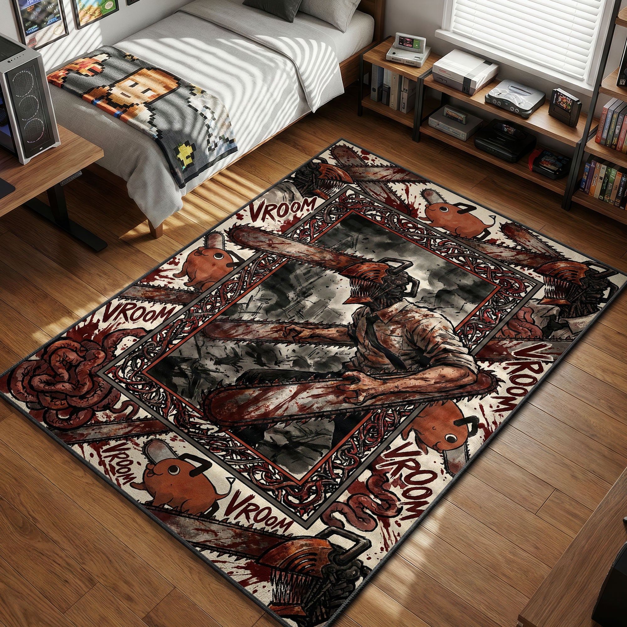 Denji Chainsaw Vroom Battle Rug - Chainsaw Man Chair Mat – Padloom