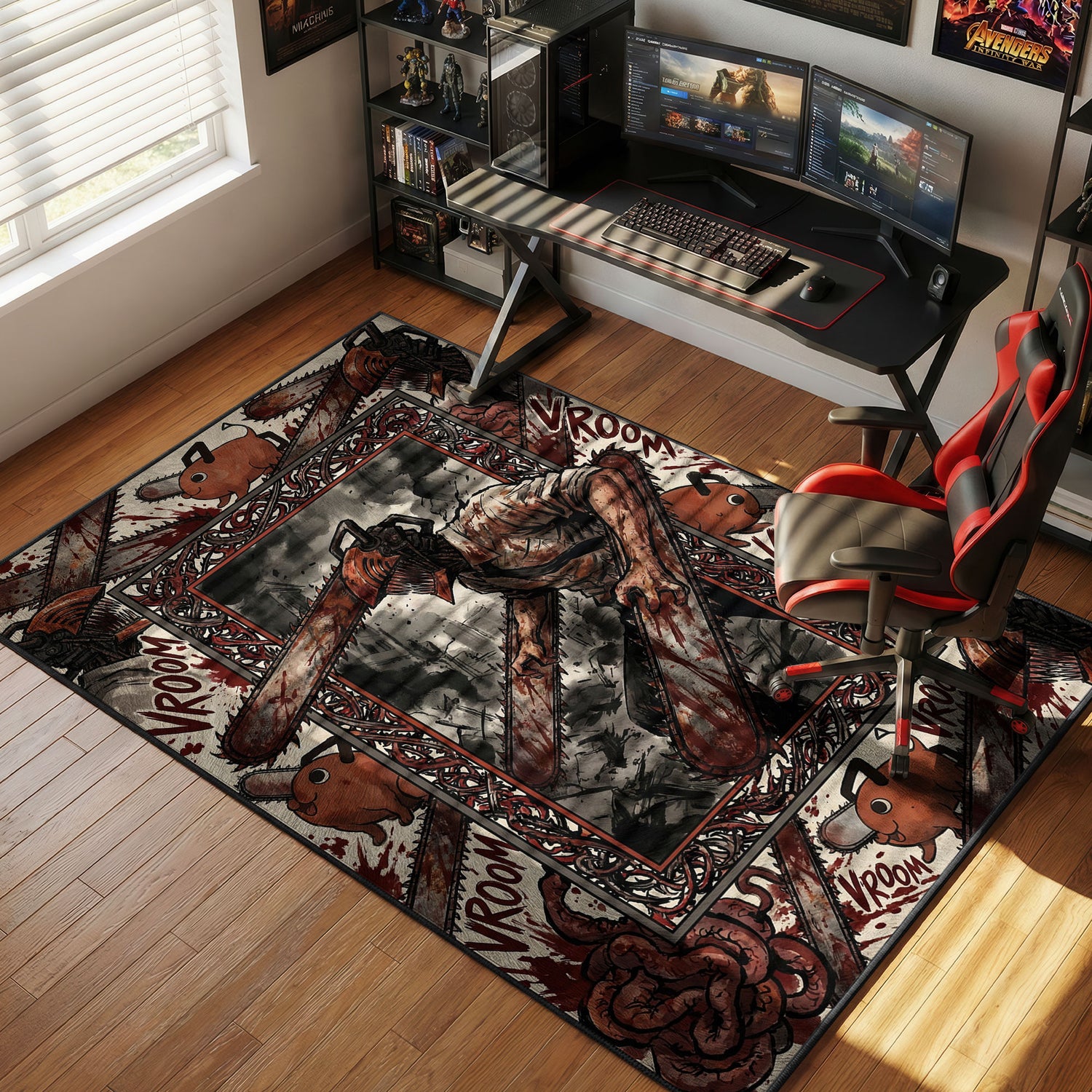 Denji Chainsaw Vroom Battle Chainsaw Man Chair rug — main product view