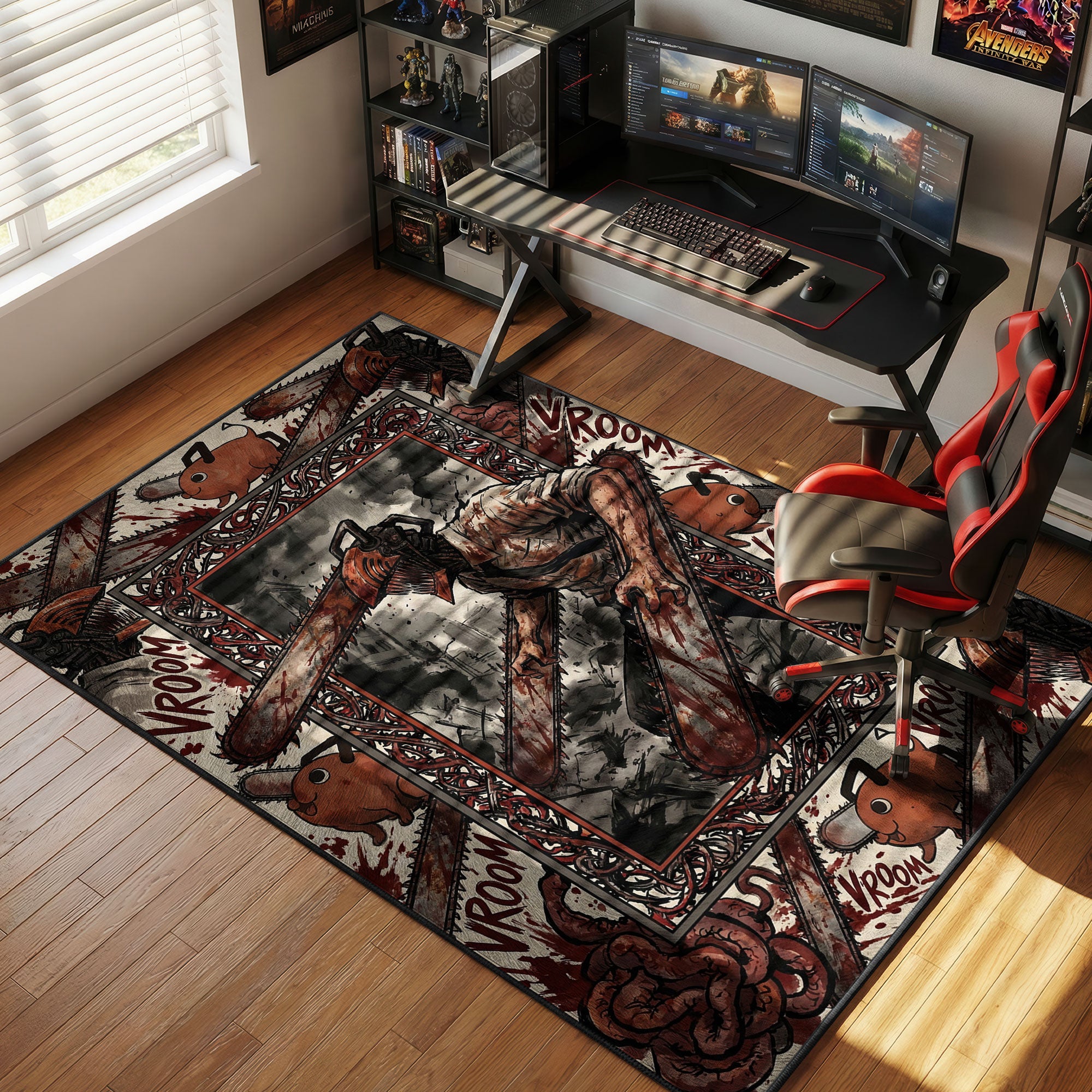 Denji Chainsaw Vroom Battle Chainsaw Man Chair rug — main product view