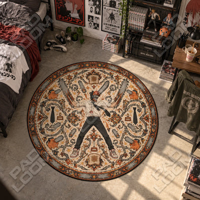 Denji Outstretched Round Rug - Chainsaw Man Chair Mat