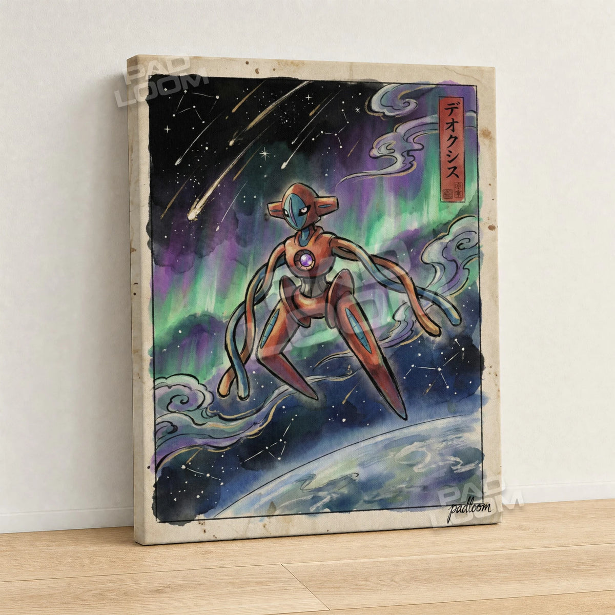 Deoxys Aurora Pokemon canvas wall art - gallery-wrapped canvas print, side view