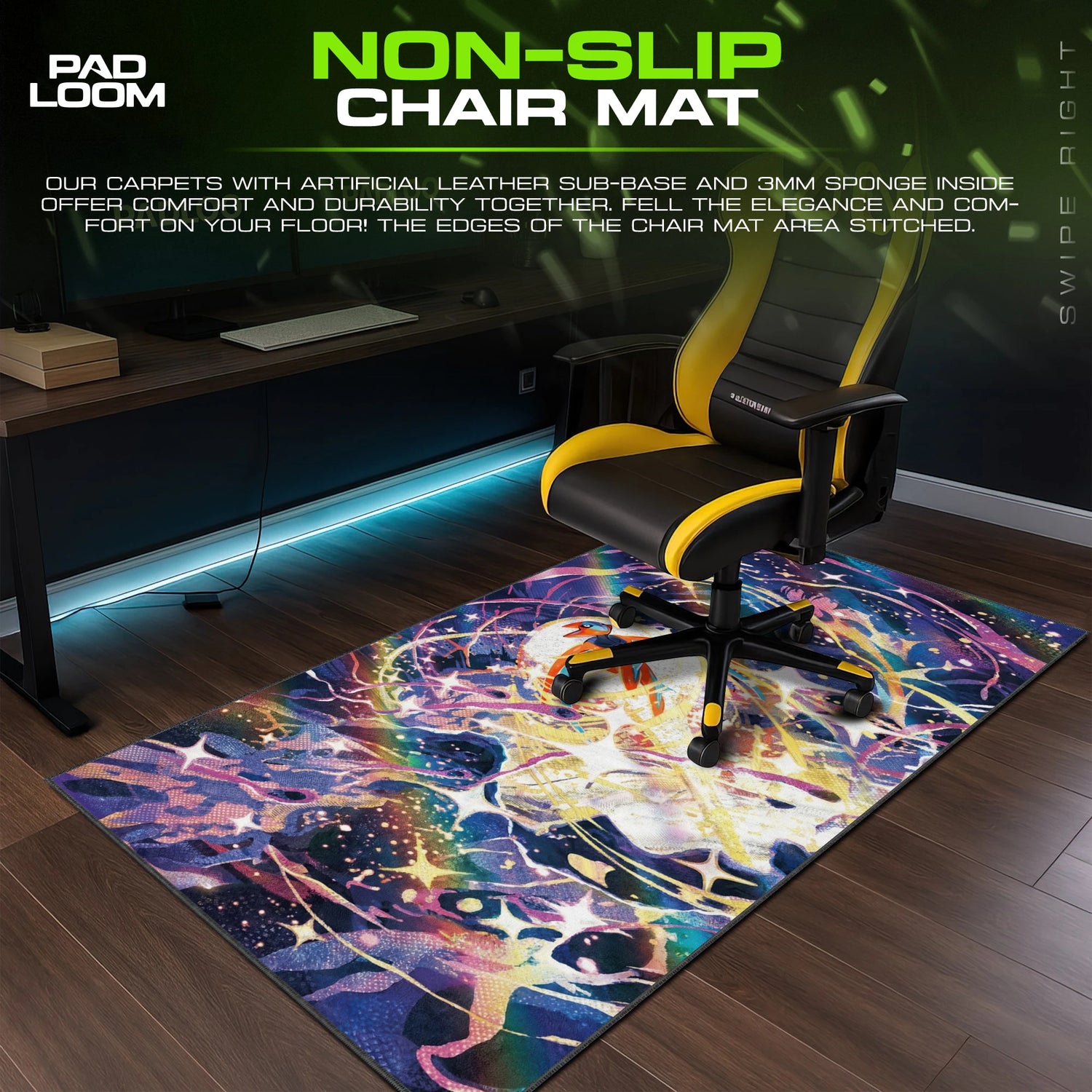 Deoxys Cosmic Burst – stitched-edge, non-slip mouse pad detail
