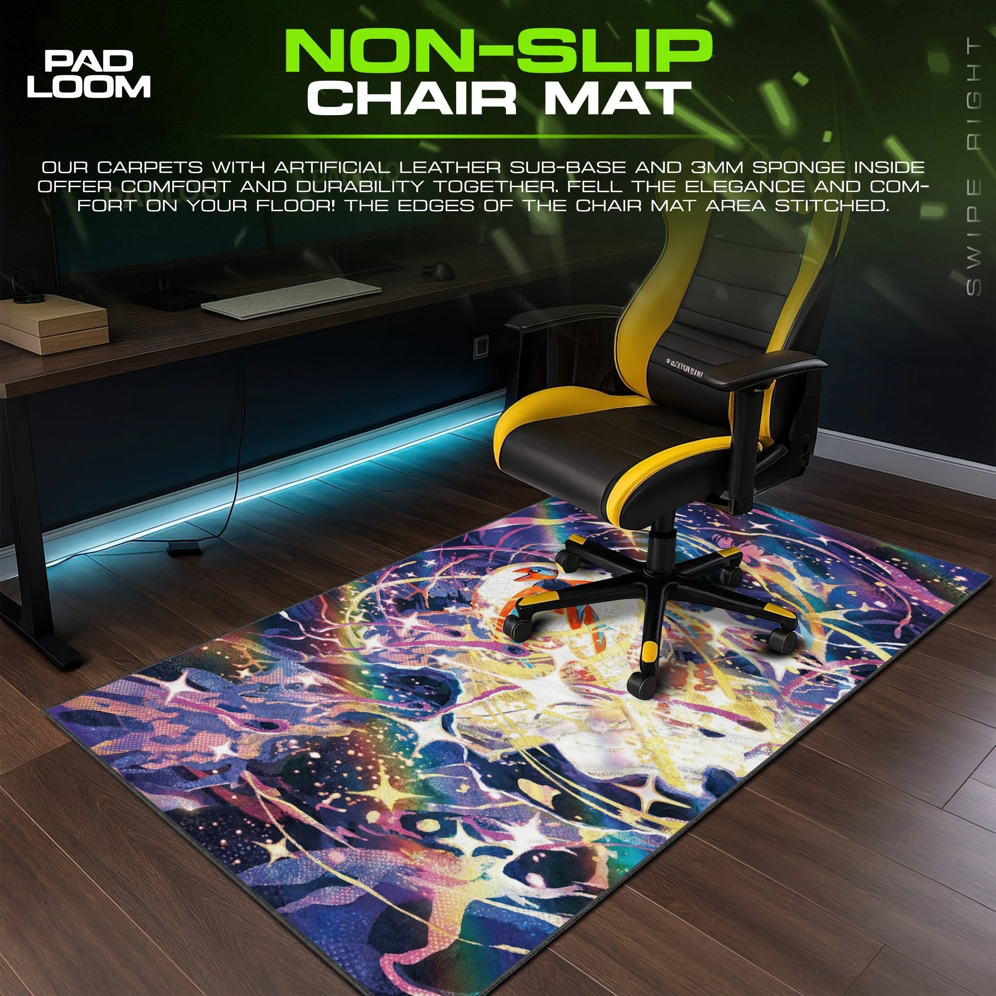 Deoxys Cosmic Burst – stitched-edge, non-slip mouse pad detail