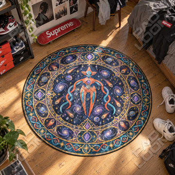 Deoxys Galaxy Pokemon round rug on a bedroom floor - Pokemon chair mat