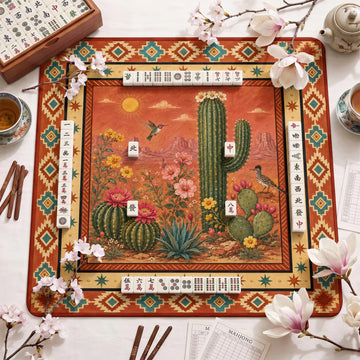 Desert Cactus Mahjong Mat – neoprene mah jongg table mat