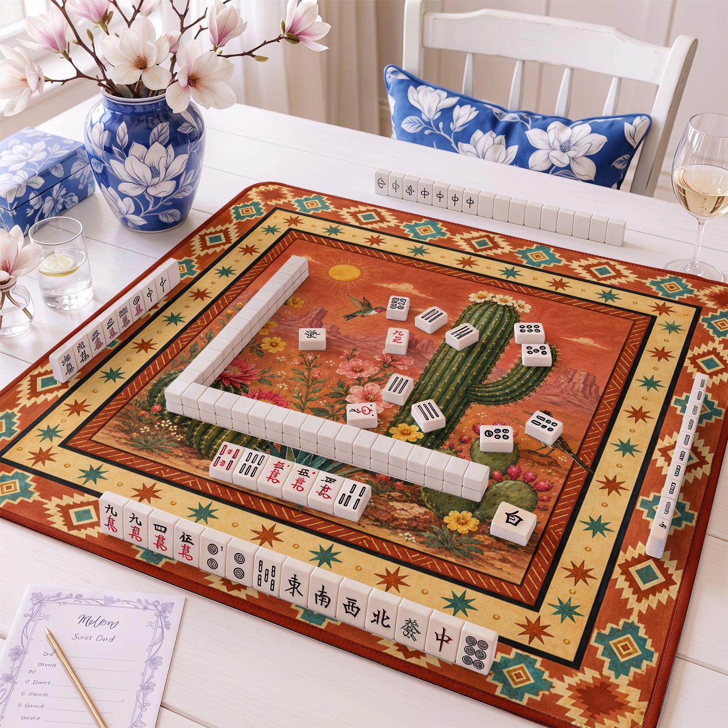 Desert Cactus mahjong mat – M (60x60 cm) and L (81x81 cm) sizes
