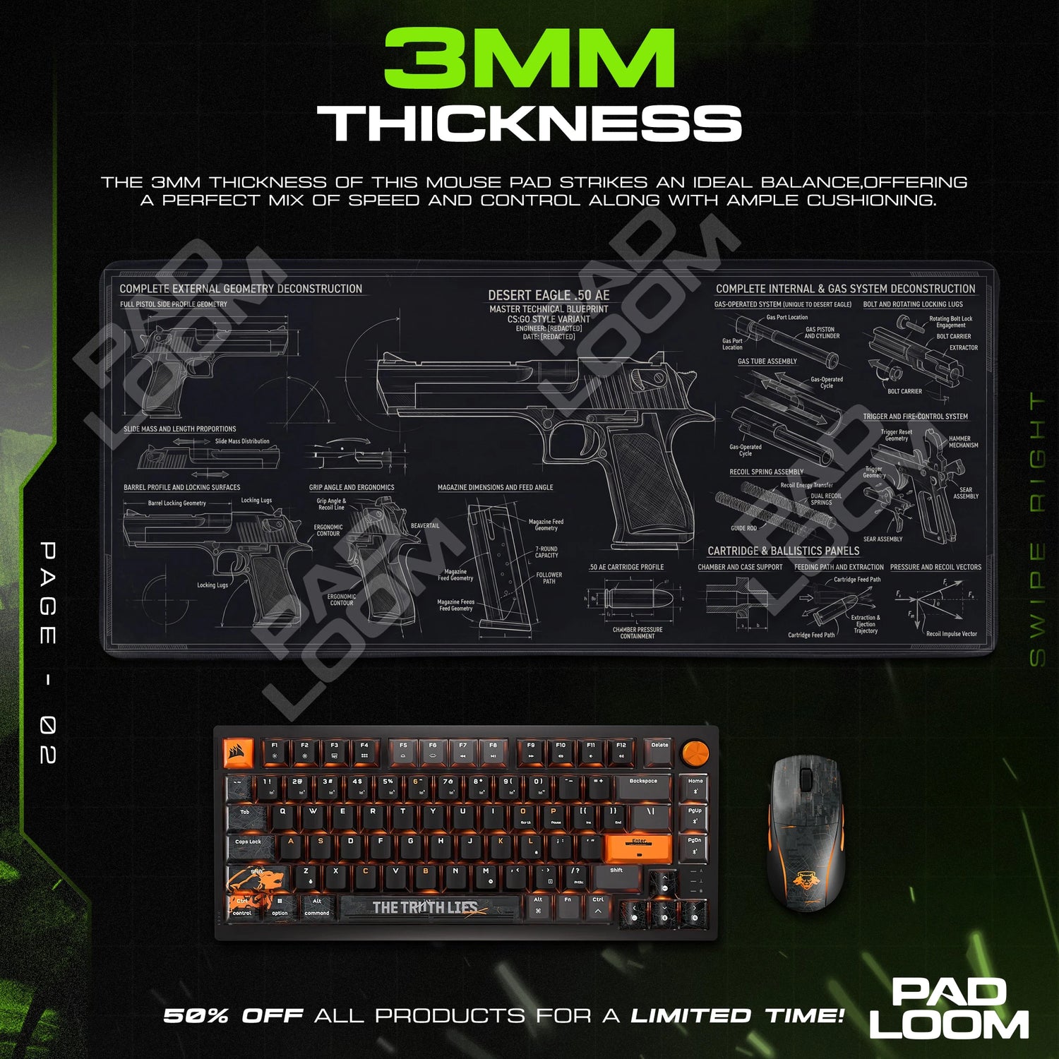 Desert Eagle Blueprint Mouse Pad - CS:GO Desk Mat