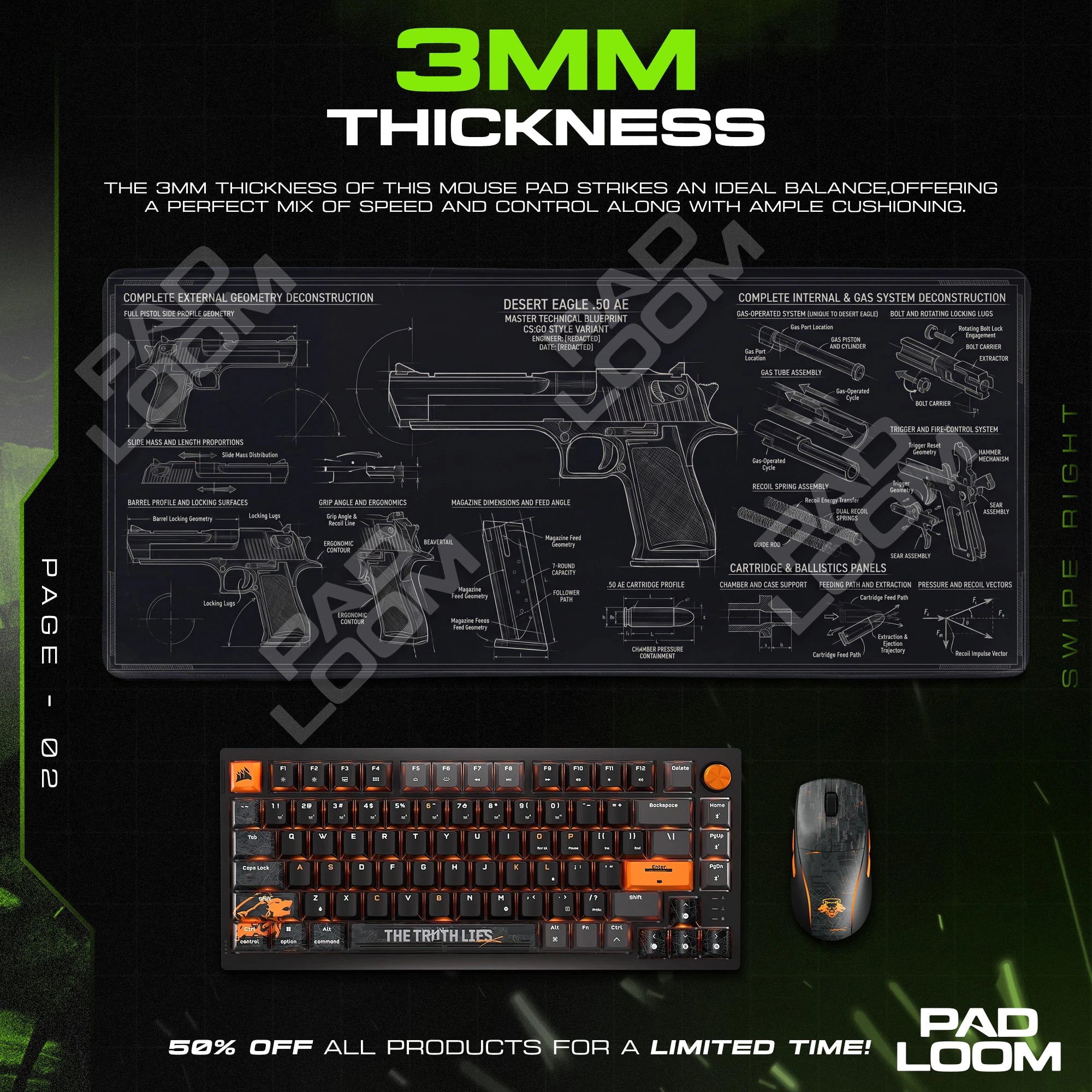 Desert Eagle Blueprint Mouse Pad - CS:GO Desk Mat