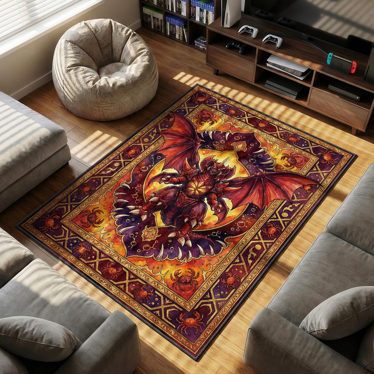 Destoroyah Oxygen themed area rug for home decor fans