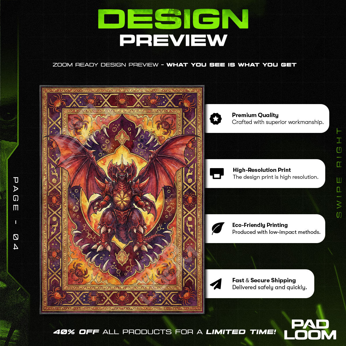 Room character design printed on rug