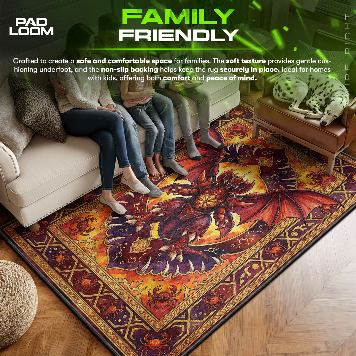 Destoroyah area rug showing full home decor artwork