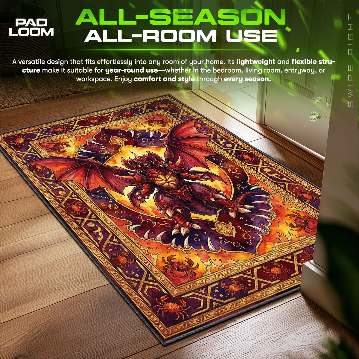 Destoroyah Oxygen Destroyer Rug - Godzilla Room Mat | Padloom