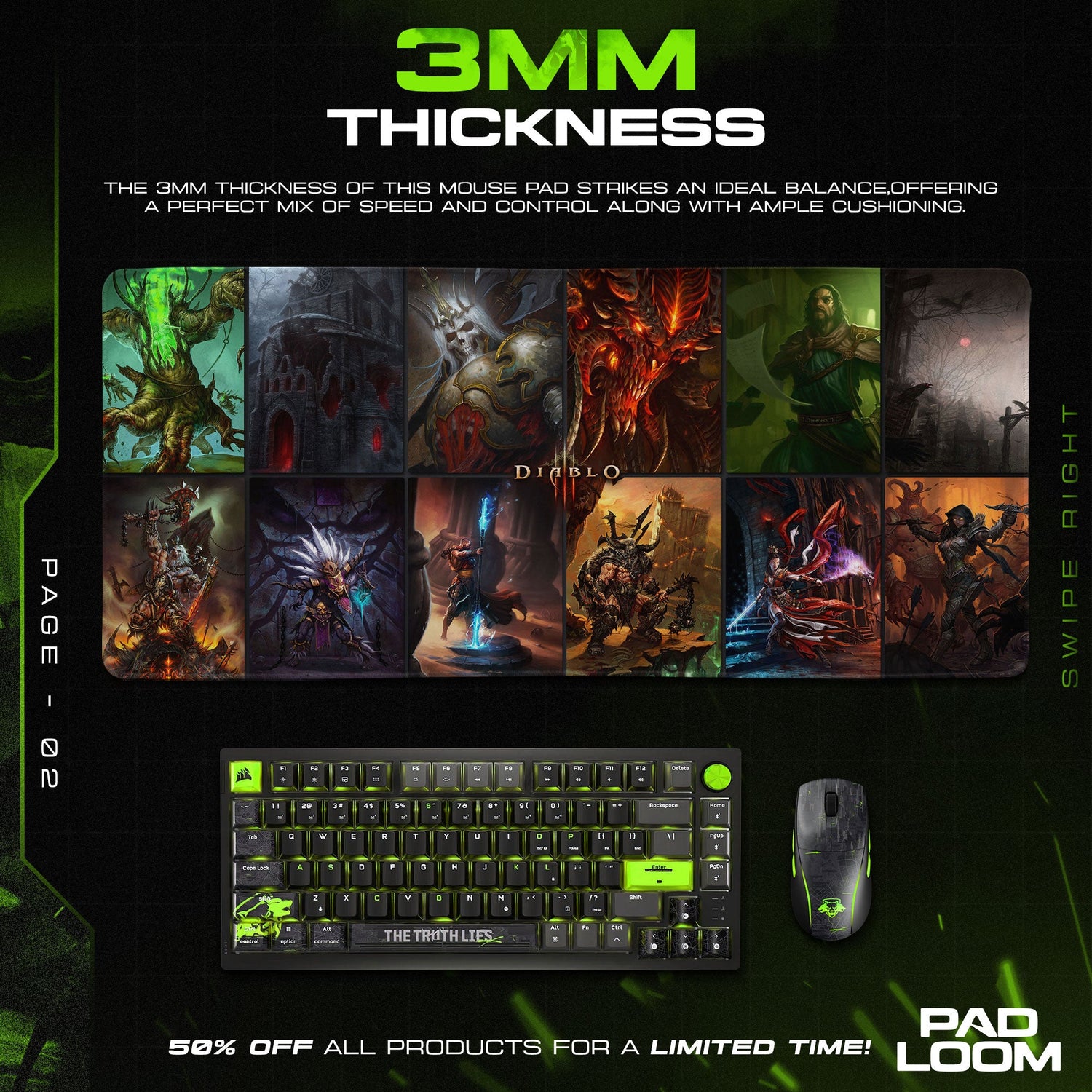 Diablo Mouse Pad, Dark Legends Gamer Desk Mat Padloom