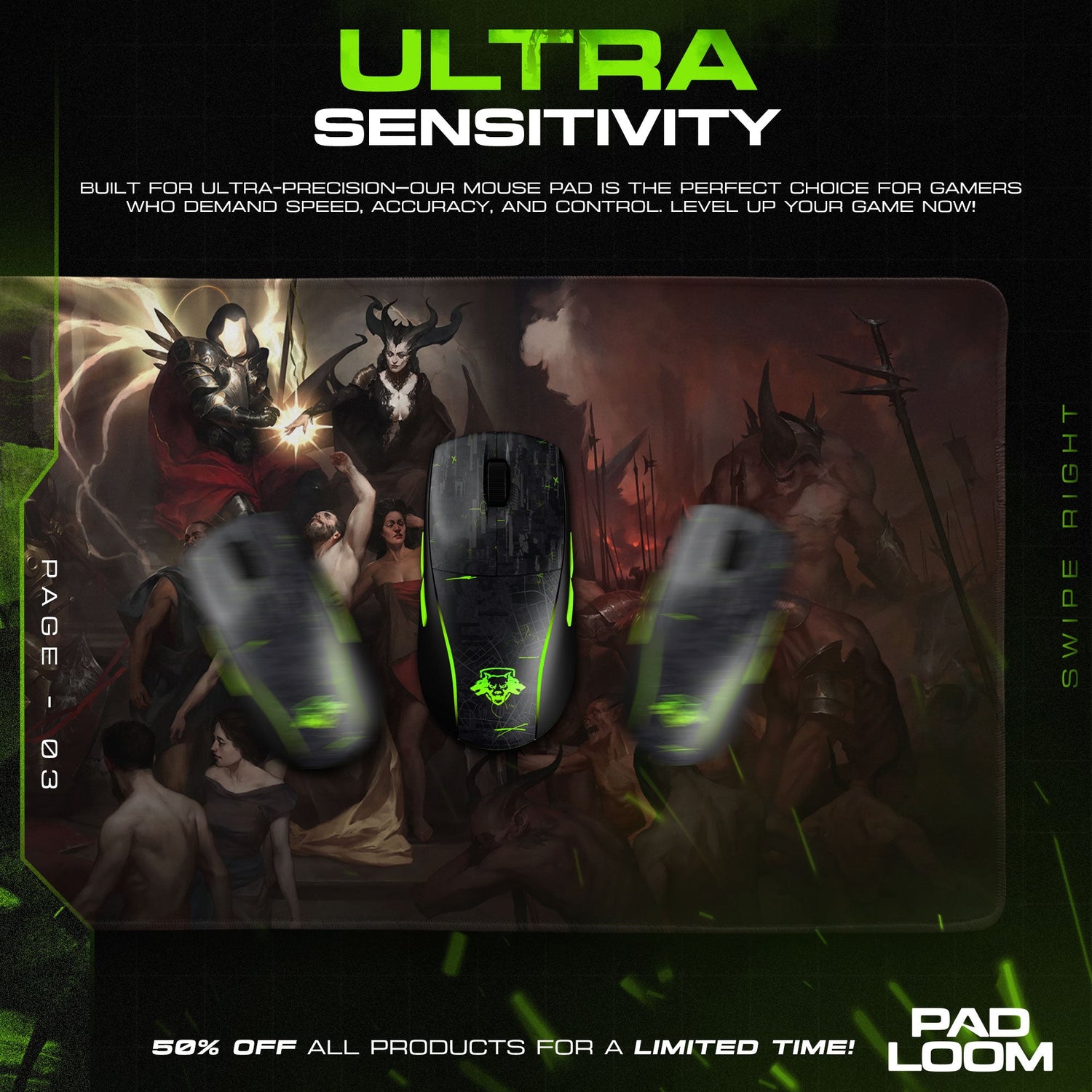Diablo Mouse Pad, Eternal Conflict Gamer Desk Mat Padloom