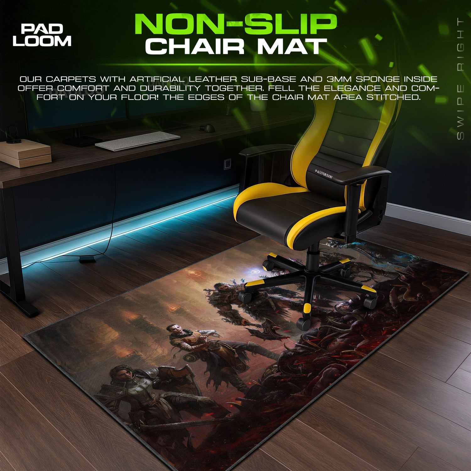 Diablo Mouse Pad, Heroes of Sanctuary Gamer Desk Mat Padloom